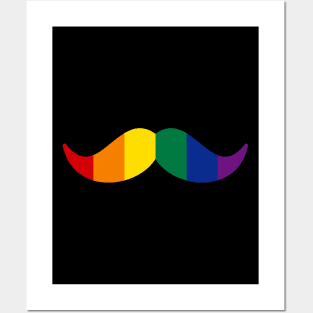 Mustache Rainbow Gay Pride Funny Men Daddy Posters and Art